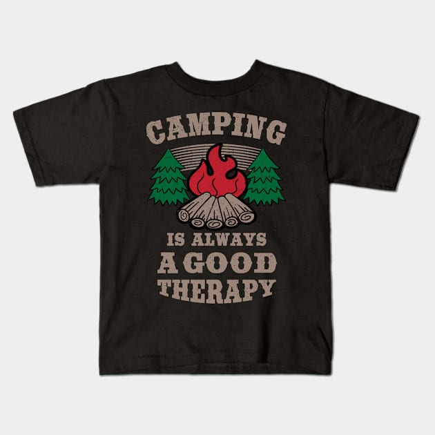 Outdoors Is Always A Good Therapy Kids T-Shirt by Rizaldiuk